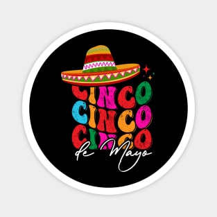 Retro Groovy Cinco de Mayo Fiesta Squad Family Matching Magnet